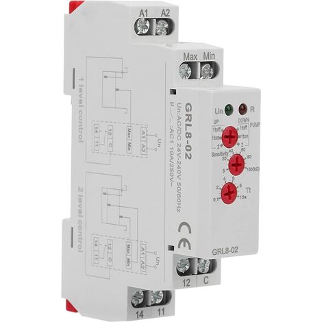 Relais de Contrôle de Niveau de Liquide GRL8-02 Minuterie Contrôleur de Niveau d'Eau pour les Piscines et Fontaines CA/CC 24-240 V (1/5)