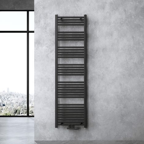 doporro Calefacción de baño diseño recto 180x50cm radiador tubular Antracita conexión central horizontal