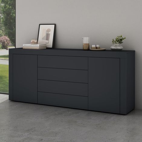 Mai & Mai Sideboard Aufbewahrungsschrank BTH: 167x36x70 cm mit 2 Schränken und 4 Schubladen in Anthrazit matt Kommode Mehrzweckschrank Möbel Schrank03 (1/5)