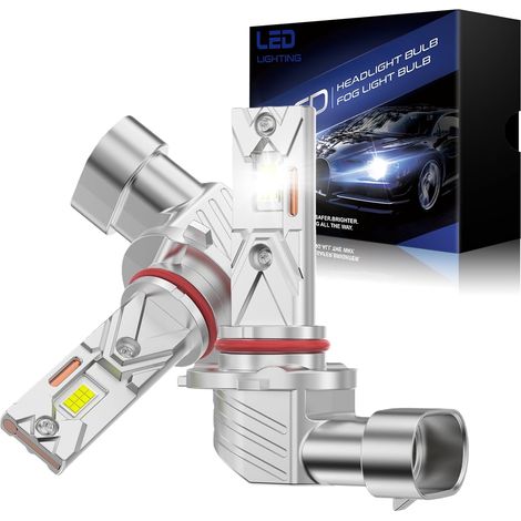 HB3/9005 LED Bulb, 18000LM 6500K White HB3/9005 LED Brightness, Halogen Replacement, Plug-N-Play Car and Motorcycle Headlight Bulbs, Pack of 2 (1/5)