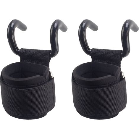 Lot de 2 Crochet Musculation, Crochet de Levage en Acier avec Grip Antidérapant Bandage de Poignet pour Fitness,Crossfit, Haltérophilie