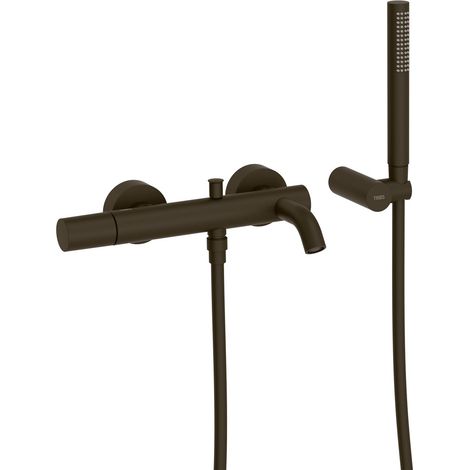 TRES 26117001KMB STUDY Grifo Monomando Mural para Bañera y Ducha Color Negro Bronce - ref: 26117001KMB