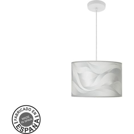 Colgante moda 1xe27 blanco/ola gris regx30x30cm