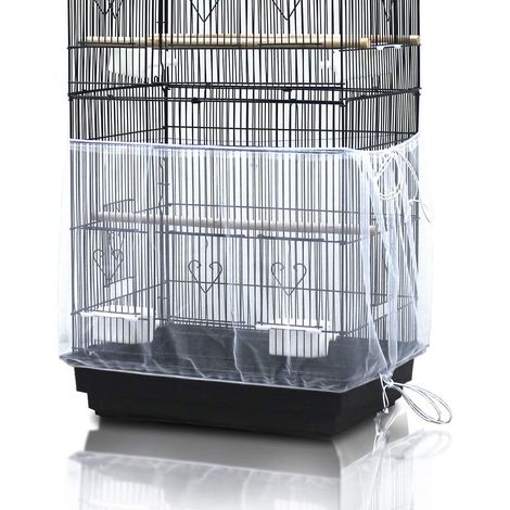 Couverture universelle pour cage à oiseaux, attrape-graines, jupe pour cage à perroquets - blanche (cage à oiseaux non incluse) Housse de cage