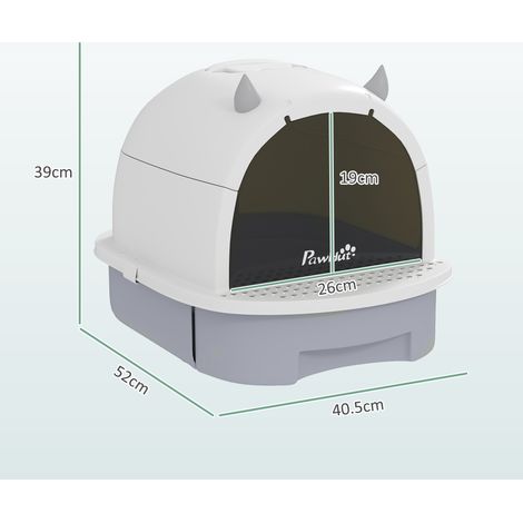 Bac à litière étanche avec plateau amovible, pelle et filtre à charbon actif (gris) (1/5)