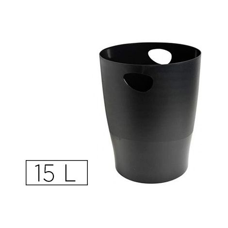 Papelera plastico exacompta ecoblack negro 15 litros