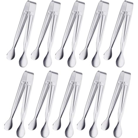 10 pinces à sucre, bâtonnets à bonbons et glaçons en acier inoxydable - En stock-AquaForge (1/5)