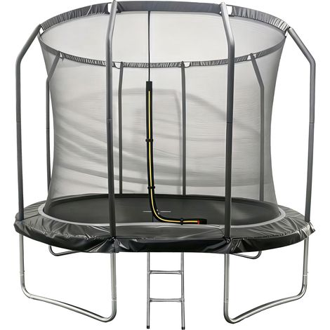 Ovales Trampolin 305x214cm schwarz SYDNEY + Netz und Leiter