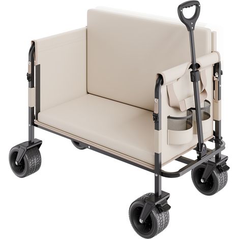 Chariot de Jardin Pliable, 220 L, Chariot de Transport Utilitaire 2 en 1 Convertible en Banc, Capacité de Charge 249,48 kg, avec Poignée Réglable, pour Extérieur, Camping, Jardinage, Shopping (1/5)