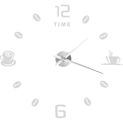 Horloge Murale Moderne DIY Grand Format, Surface Miroir Autocollante pour Décor de Bureau ou Salon, Finition Argentée