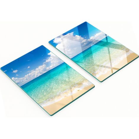 Küchenservierbretter aus Glas mit Paradise Beach-Motiv, 2 x 40 x 52 cm (1/5)