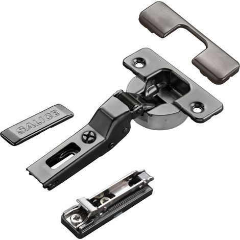 2 x Salice Topfband Serie 700 Titanium anthrazit mit Dämpfer im Topf 110° T48 Mittelanschlag inkl. Linear-Montageplatte Höhe 6 mm mit Exzenterverstellung und Abdeckkappen Möbelscharnier von SOTECH (1/5)