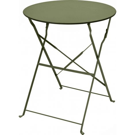 Table Bistrot Pliante Merida ø60cm En Acier Kaki (1/5)