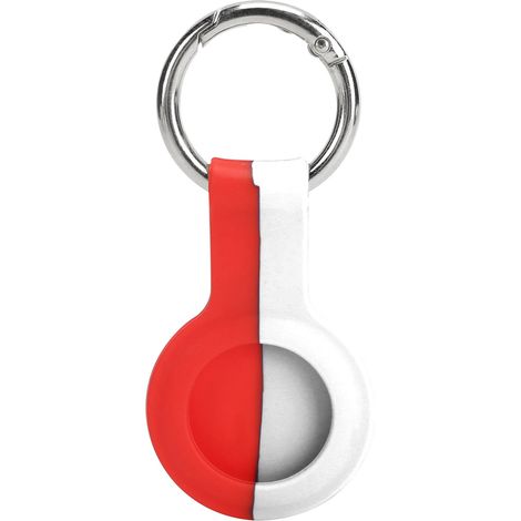 Zweifarbige Silikon-Schutzhülle mit Metallschnalle für iOS-Tracker, rot und weiß (1/5)