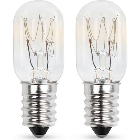 Lot de 2 ampoules de réfrigérateur 15 W E14, T20 2700 K, blanc chaud, 230 V, intensité variable, pour machines à coudre, lampe à sel, congélateur