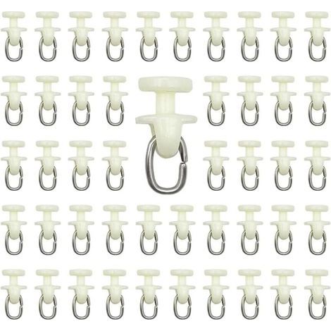100 pièces Rouleaux de Rail de Rideau-(Blanc) Rail intérieur Crochet de Rideau Rail Glisseur Rail,Rideau Poulie à Rideaux en Plastique (1/4)