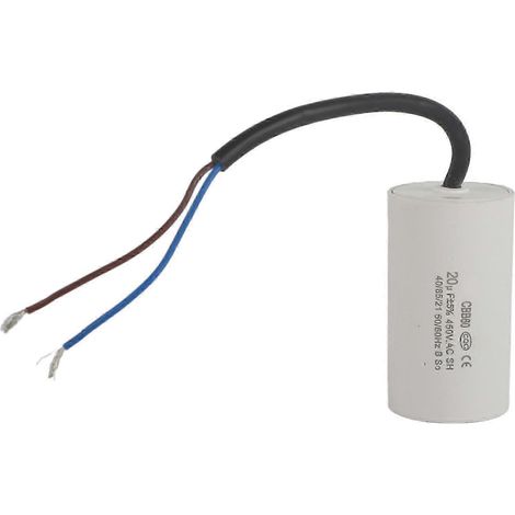 Condensateur de démarrage moteur 450 V 20 µF CBB60 avec fils pour machines (1/4)