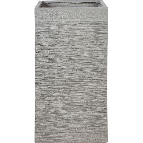 Maceta alta de arcilla para jardín 40 x 40 x 77 cm resistente a los rayos UV gris claro Dion