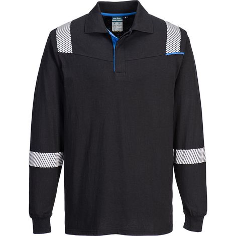 Langarm-Poloshirt Feuerhemmend Wx3 - M - Schwarz - Portwest