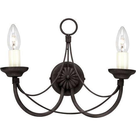 Elstead Carisbrooke - 2 Licht Innenwandleuchte Schwarz - Glasschirm nicht im Lieferumfang enthalten, E14 (1/5)