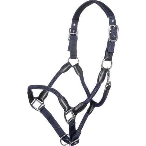Pony, azurro fumo: Capezza regolabile in pelle e nylon tubolare modello Carlotta