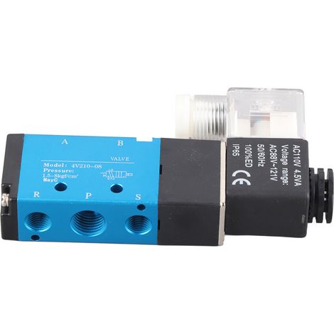 4V210‑08 Électrovanne 5 voies 2 positions PT1/4 po Air filtré DC3W AC 4,5VA (AC110V) (1/5)