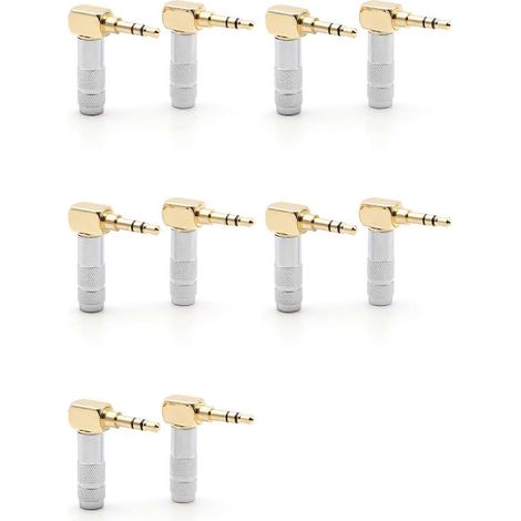 5 pièces 3.5mm L Shape Prise doré Plated 90 Degree Angle Audio connecteur Audio fiche argenté (1/5)
