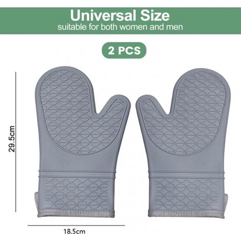Lot de 2 gants de cuisine en silicone, gants de cuisine résistants à la chaleur avec doublure en coton doux, gants de cuisine imperméables antidérapants, maniques pour barbecue (1/3)