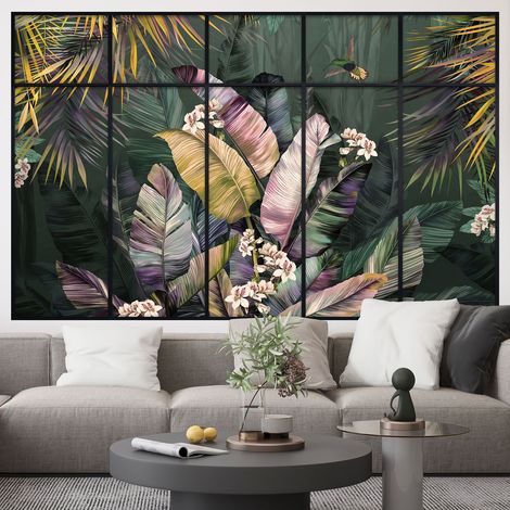 Stickers Trompe l'oeil fenêtre verrière - Forêt Tropicale - 60 x 95 cm (1/5)