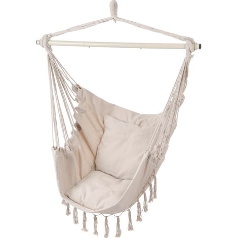 White Garden Hanging Canvas Hammock Swing Chair (1/4)