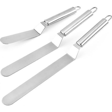 lot De 3 Spatule Patisserie Angles, Spatule Palette En Acier Inoxydable, Dcorative Pour Le Glaage Du Gteau, Des Cupcakes Et Des Ptisseries (1/5)