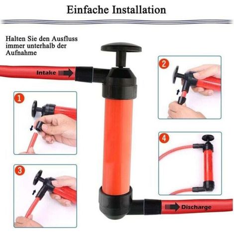 Pompe A Siphon - 3 En 1 Pour Huile Essence Diesel - Vidange Moteur Tondeuse Taille-Haie - 2 Tuyaux Rouges 1 Tuyau Noir - 1 Pièce (1/4)