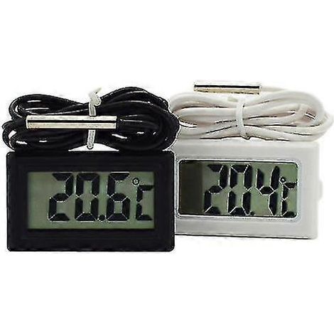 2/4 thermomètres numériques LCD avec sonde étanche, noir et blanc. (1/5)
