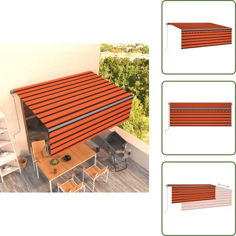 The Living Store Tenda Retrattile Automatica con Parasole 4x3 m Arancio Marrone - Tenda da sole automatica