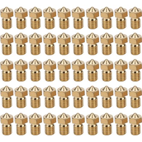 50 embouts en laiton filetés M6 12,5x7,5mm pour imprimante 3D - Précision 1,75mm, accessoires compatibles V6 (1/5)