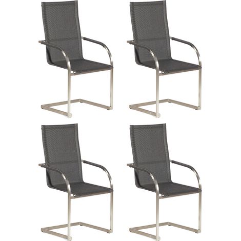 Sonnenpartner 4x Infinity Freischwinger Gartensessel hoch Edelstahl/Textilen black