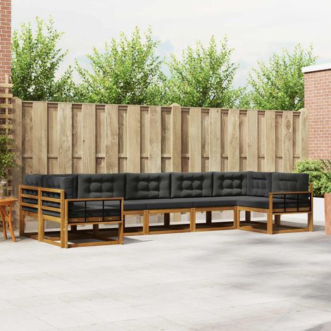 vidaXL Outdoor-Sofagarnitur mit Kissen 7 pcs Natur und Anthrazit (1/5)