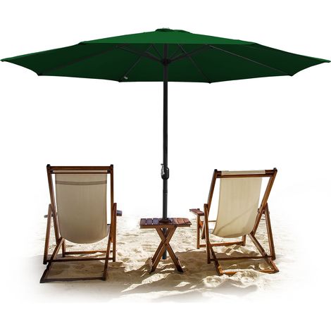 Parasols en aluminium Parasol de jardin avec protection solaire Parasols en porte-à-faux avec manivelle UV30+ (Ø350 cm), Vert (1/6)