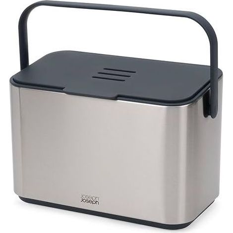 Joseph Joseph Collect 4L Caddy de Cestino per rifiuti alimentari in acciaio inox, compatto e facile da usare, ideale per la cucina.