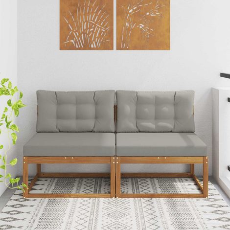 vidaXL  Outdoor Middle Sofa  with Cushion 2 Piece Natural