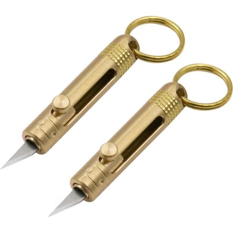 Lot de 2 Mini Porte-Clés Cutter, Petits Outils de Coupe Portables avec Lame, Accessoires Compacts pour Bricolage, Carton, Emballage et Utilisation Quotidienne (1/2)