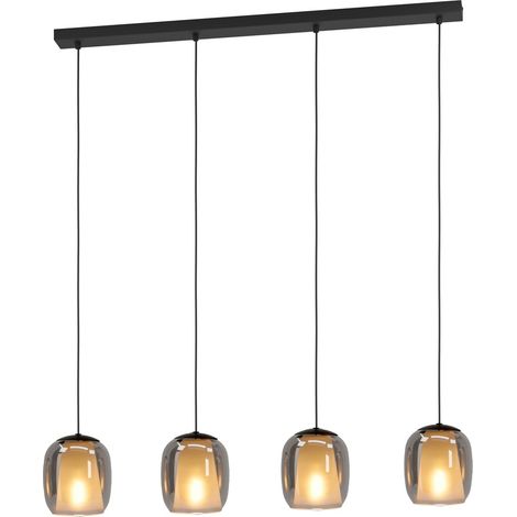 Lampe pendante de table à manger Ciampino 4L - verre dépoli fumé - 901193