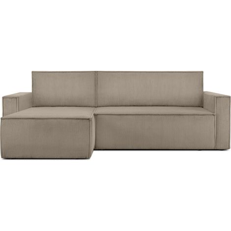 KONSIMO NAPI Ecksofa Big links/rechts, Schlaffunktion mit Cordbezug, Beige (1/5)