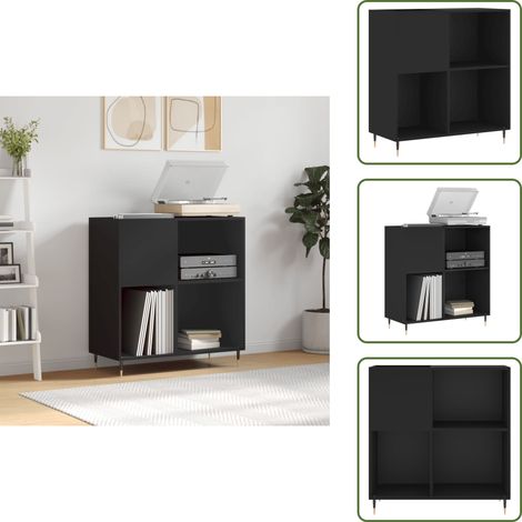 Armoire à disques noir 84,5x38x89 cm bois d'ingénierie - Meuble À Disques - Armoire À Vinyle - Rangement Disque Vinyle - Étagère Musique - Support Tourn Disquaire