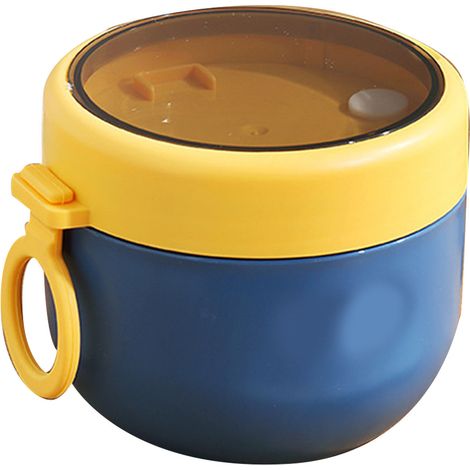 Tasse isotherme pour petit-déjeuner, couvercle en acier inoxydable 304, cuillère, pot à lait/soupe, récipient portable pour congee, bleu (1/5)
