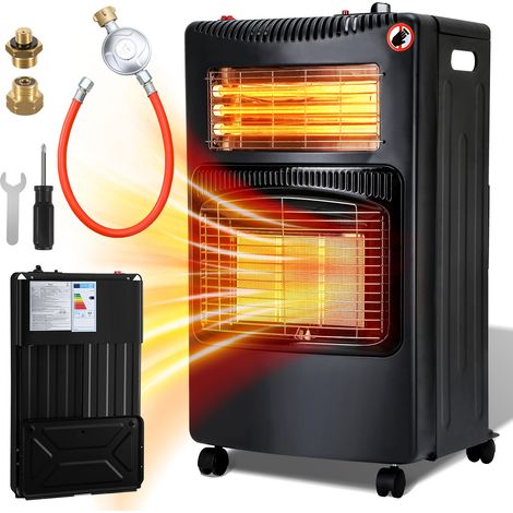 TolleTour Chauffage gaz et électrique 2-en-1 4200/1200 W, céramique et quartz, ODS, 4 roulettes, 2 adaptateurs UE (1/5)