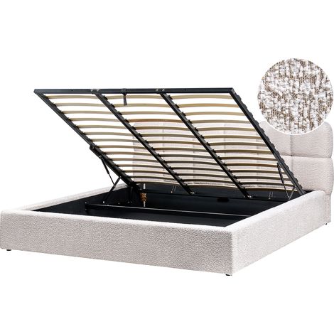 Cama moderna con almacenaje de bouclé beige claro 180 x 200 cm Baston (1/5)