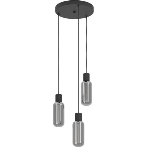 Lampe suspendue 3 lumières Majone rond noir - 901004