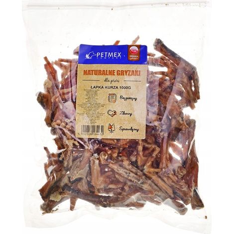 Snack masticabili naturali per cani: zampe di pollo essiccate, Petmex Feet 1 kg (1/4)