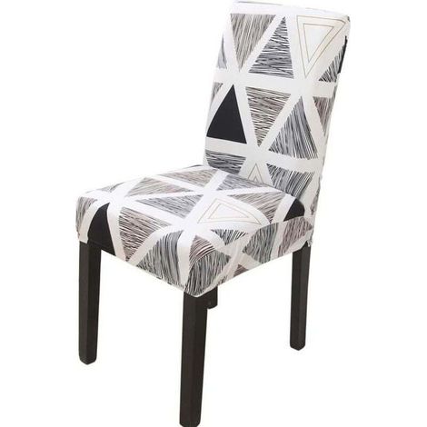 4 Housses de Chaise Douces Lavables pour 4/6 - Pose Elastique Velours Gris Maïs Style A (1/4)